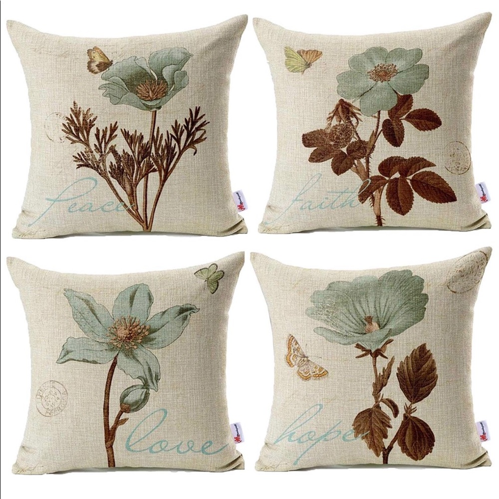 🔥HP🔥Set of 4 Cushion covers floral invisible zip